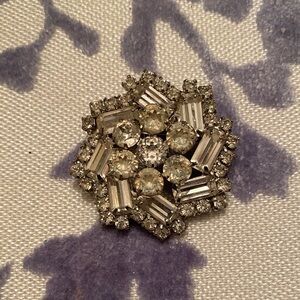 Albert Weiss Silver and Crystal Starburst Brooch